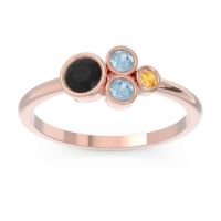 Black Onyx Fashion Ring In 14K Rose Gold With Aquamarine And Citrine – Utkara Minimalist Ring