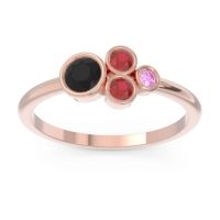 Black Onyx Fashion Ring In 18K Rose Gold With Ruby And Pink Tourmaline – Utkara Minimalist Ring