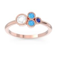 Lab Diamond Fashion Ring In 18K Rose Gold With Swiss Blue Topaz And Blue Sapphire – Utkara Minimalist Ring