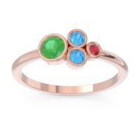 Emerald Fashion Ring In 18K Rose Gold With Swiss Blue Topaz And Ruby – Utkara Minimalist Ring