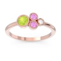 Peridot Fashion Ring In 18K Rose Gold With Pink Tourmaline And Lab Diamond – Utkara Minimalist Ring