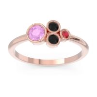 Pink Tourmaline Fashion Ring In 14K Rose Gold With Black Onyx And Ruby – Utkara Minimalist Ring