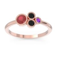 Ruby Fashion Ring In 18K Rose Gold With Black Onyx And Amethyst – Utkara Minimalist Ring
