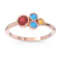 Ruby Fashion Ring In 18K Rose Gold With Swiss Blue Topaz And Citrine – Utkara Minimalist Ring