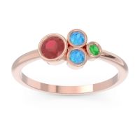 Ruby Fashion Ring In 18K Rose Gold With Swiss Blue Topaz And Emerald – Utkara Minimalist Ring