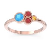 Swiss Blue Topaz Fashion Ring In 18K Rose Gold With Ruby And Citrine – Utkara Minimalist Ring