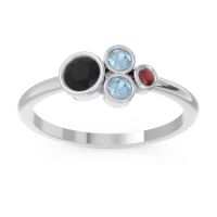 Black Onyx Fashion Ring In 14k White Gold With Aquamarine And Garnet – Utkara Minimalist Ring