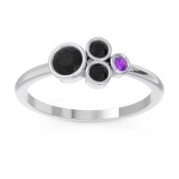 Black Onyx Fashion Ring In Palladium With Amethyst – Utkara Minimalist Ring