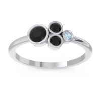 Black Onyx Fashion Ring In Palladium With Aquamarine – Utkara Minimalist Ring