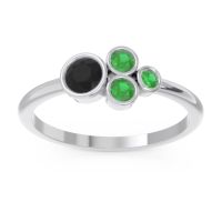 Black Onyx Fashion Ring In 14k White Gold With Emerald – Utkara Minimalist Ring
