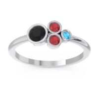 Black Onyx Fashion Ring In 14k White Gold With Ruby And Swiss Blue Topaz – Utkara Minimalist Ring