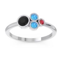 Black Onyx Fashion Ring In 14k White Gold With Swiss Blue Topaz And Ruby – Utkara Minimalist Ring