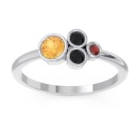 Citrine Fashion Ring In 14k White Gold With Black Onyx And Garnet – Utkara Minimalist Ring