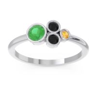 Emerald Fashion Ring In 14k White Gold With Black Onyx And Citrine – Utkara Minimalist Ring