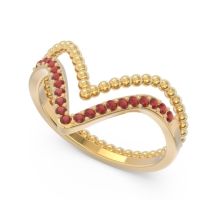 Modern Double Line V-Shape Pave Bheda Ring