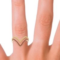 Modern Double Line V-Shape Pave Bheda Ring