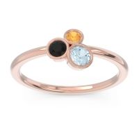 Aquamarine Fashion Ring In 14K Rose Gold With Black Onyx And Citrine – Guccha Minimalist Ring