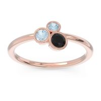 Black Onyx Fashion Ring In 14K Rose Gold With Aquamarine – Guccha Minimalist Ring
