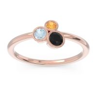 Black Onyx Fashion Ring In 14K Rose Gold With Aquamarine And Citrine – Guccha Minimalist Ring