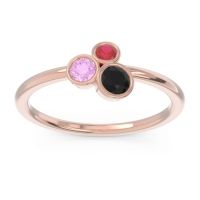 Black Onyx Fashion Ring In 14K Rose Gold With Pink Tourmaline And Ruby – Guccha Minimalist Ring