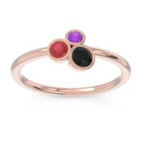 Black Onyx Fashion Ring In 18K Rose Gold With Ruby And Amethyst – Guccha Minimalist Ring