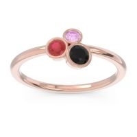 Black Onyx Fashion Ring In 18K Rose Gold With Ruby And Pink Tourmaline – Guccha Minimalist Ring