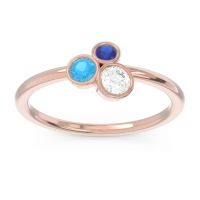 Lab Diamond Fashion Ring In 18K Rose Gold With Swiss Blue Topaz And Blue Sapphire – Guccha Minimalist Ring
