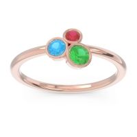 Emerald Fashion Ring In 18K Rose Gold With Swiss Blue Topaz And Ruby – Guccha Minimalist Ring