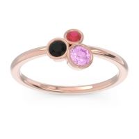 Pink Tourmaline Fashion Ring In 14K Rose Gold With Black Onyx And Ruby – Guccha Minimalist Ring