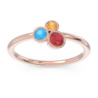 Ruby Fashion Ring In 18K Rose Gold With Swiss Blue Topaz And Citrine – Guccha Minimalist Ring
