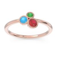 Ruby Fashion Ring In 18K Rose Gold With Swiss Blue Topaz And Emerald – Guccha Minimalist Ring