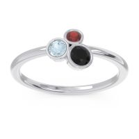 Black Onyx Fashion Ring In 14k White Gold With Aquamarine And Garnet – Guccha Minimalist Ring