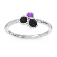 Black Onyx Fashion Ring In Palladium With Amethyst – Guccha Minimalist Ring