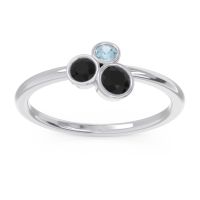 Black Onyx Fashion Ring In Palladium With Aquamarine – Guccha Minimalist Ring
