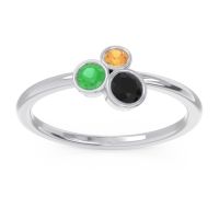 Black Onyx Fashion Ring In 14k White Gold With Emerald And Citrine – Guccha Minimalist Ring