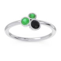 Black Onyx Fashion Ring In 14k White Gold With Emerald – Guccha Minimalist Ring
