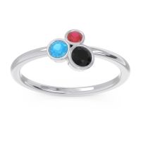 Black Onyx Fashion Ring In 14k White Gold With Swiss Blue Topaz And Ruby – Guccha Minimalist Ring