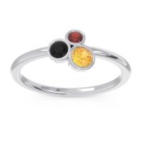 Citrine Fashion Ring In 14k White Gold With Black Onyx And Garnet – Guccha Minimalist Ring