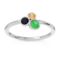 Emerald Fashion Ring In 14k White Gold With Black Onyx And Citrine – Guccha Minimalist Ring
