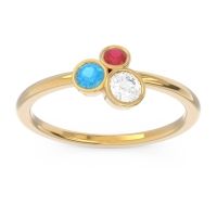 Lab Diamond Fashion Ring In 18k Yellow Gold With Swiss Blue Topaz And Ruby – Guccha Minimalist Ring