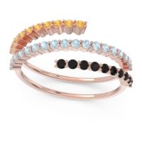 Aquamarine Fashion Ring In 14K Rose Gold With Black Onyx And Citrine – Upota Minimalist Ring