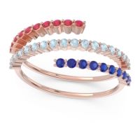 Aquamarine Fashion Ring In 14K Rose Gold With Blue Sapphire And Ruby – Upota Minimalist Ring