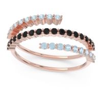 Black Onyx Fashion Ring In 14K Rose Gold With Aquamarine – Upota Minimalist Ring