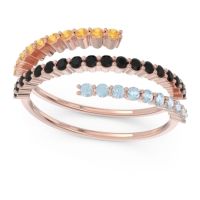 Black Onyx Fashion Ring In 14K Rose Gold With Aquamarine And Citrine – Upota Minimalist Ring