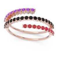 Black Onyx Fashion Ring In 18K Rose Gold With Ruby And Amethyst – Upota Minimalist Ring