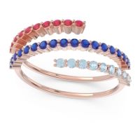 Blue Sapphire Fashion Ring In 14K Rose Gold With Aquamarine And Ruby – Upota Minimalist Ring