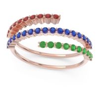 Blue Sapphire Fashion Ring In 18K Rose Gold With Emerald And Garnet – Upota Minimalist Ring