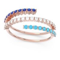 Lab Diamond Fashion Ring In 18K Rose Gold With Swiss Blue Topaz And Blue Sapphire – Upota Minimalist Ring