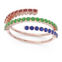 Emerald Fashion Ring In 18K Rose Gold With Blue Sapphire And Garnet – Upota Minimalist Ring
