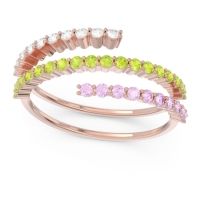 Peridot Fashion Ring In 18K Rose Gold With Pink Tourmaline And Lab Diamond – Upota Minimalist Ring